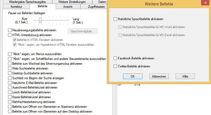 Optionen Sprachbefehle deaktivieren