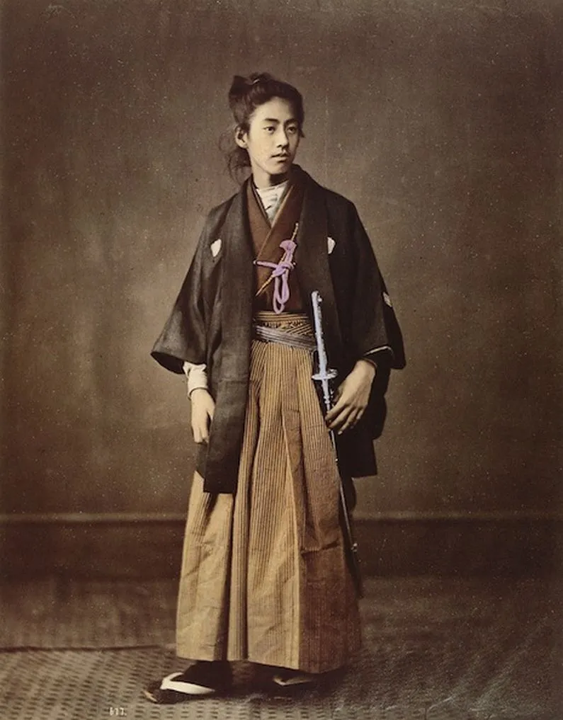 Samurai post mit Schwert