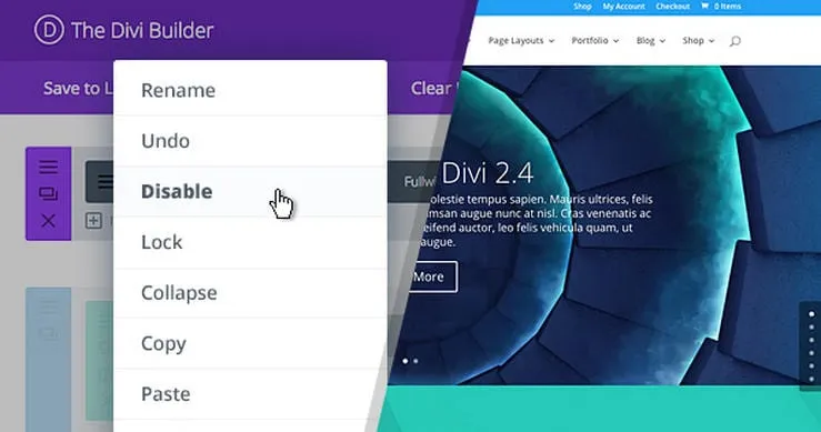 Divi 2.5 Bereiche deaktiviern