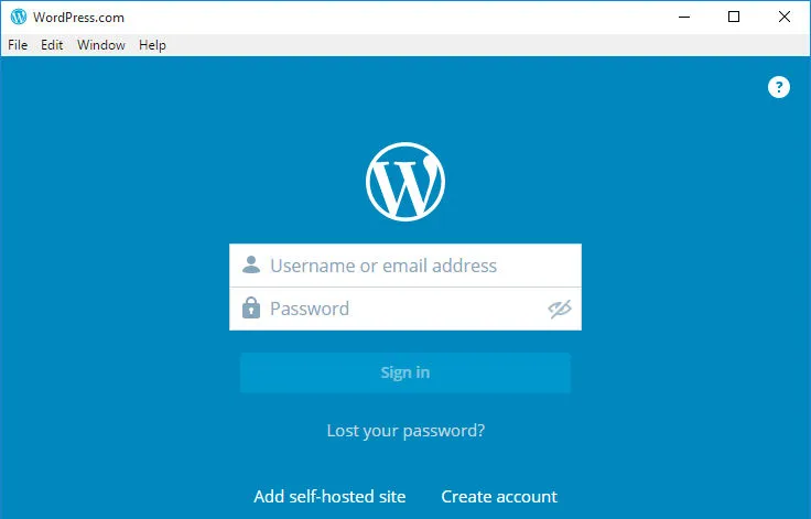 wordpress.com Login mit Benutzernamen und Passwort