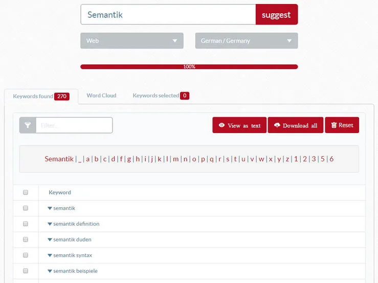 Übersuggest Suchergebniss
