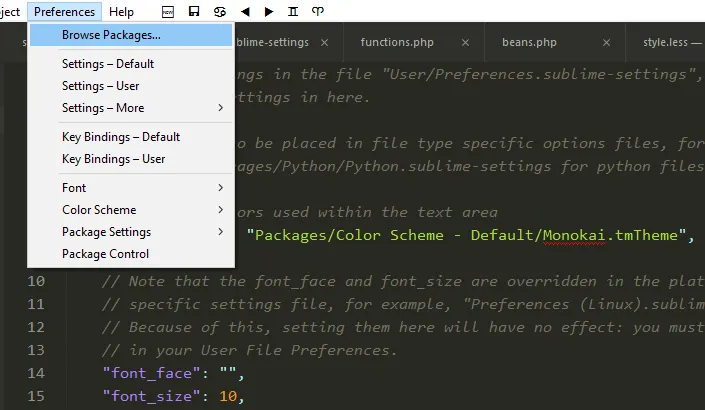 Sublime Text Browse-Packages