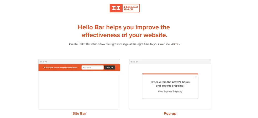 Hello Bar - Leiste, Pop-up, Page Takeover und Slider