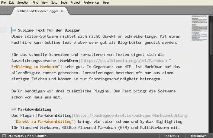Markdown in ST3 nutzen