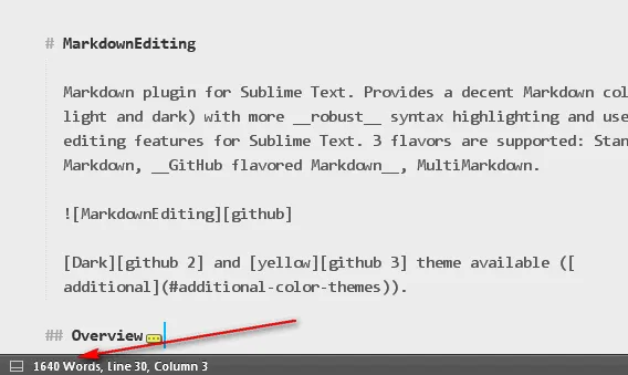 Sublime - WordCount Plugin