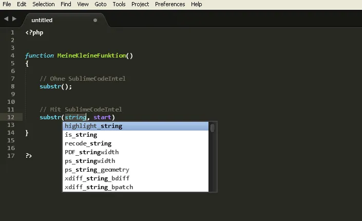 SublimeCodeIntel bringt verbesserte Code Komplettieriung