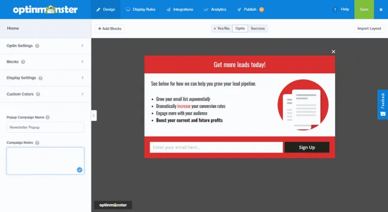 Design - OptinMonster Kampagnen Editor