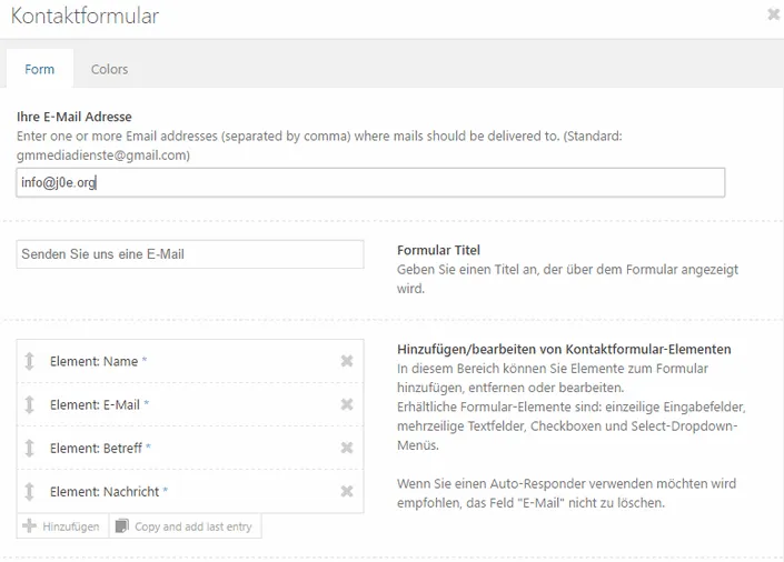 Kontaktformular zusammenstellen