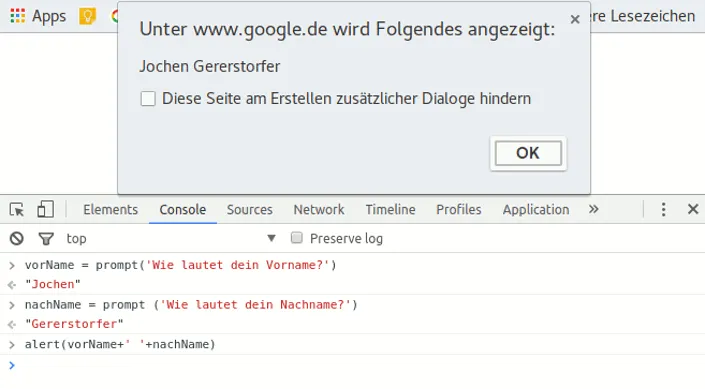 JavaScript Prompt Methode