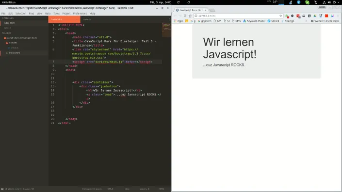Editor und Chrome im Splitscreen