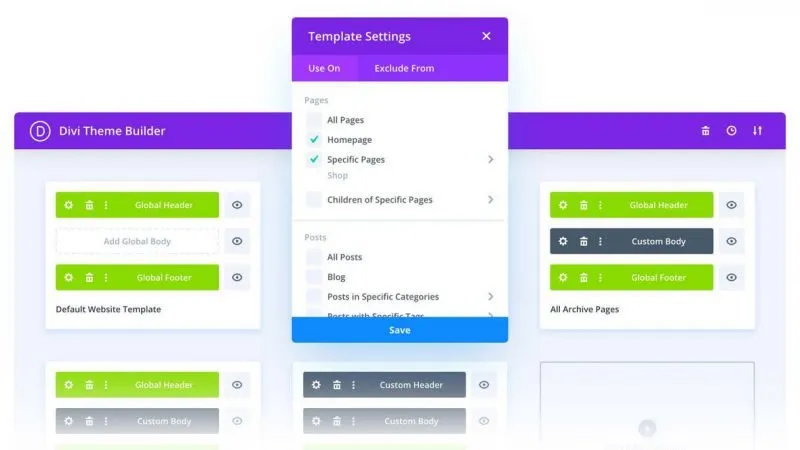 Divi Theme Builder Dashboards