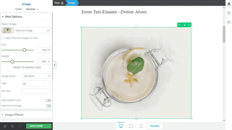 New image element with own options