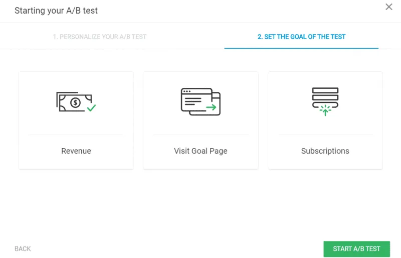 Thrive Optimize A/B Test Ziel festlegen