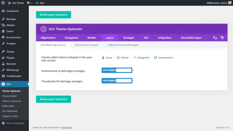 Divi Seiten- und Beitrags-Layout