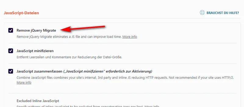 jQery Migrate entfernen
