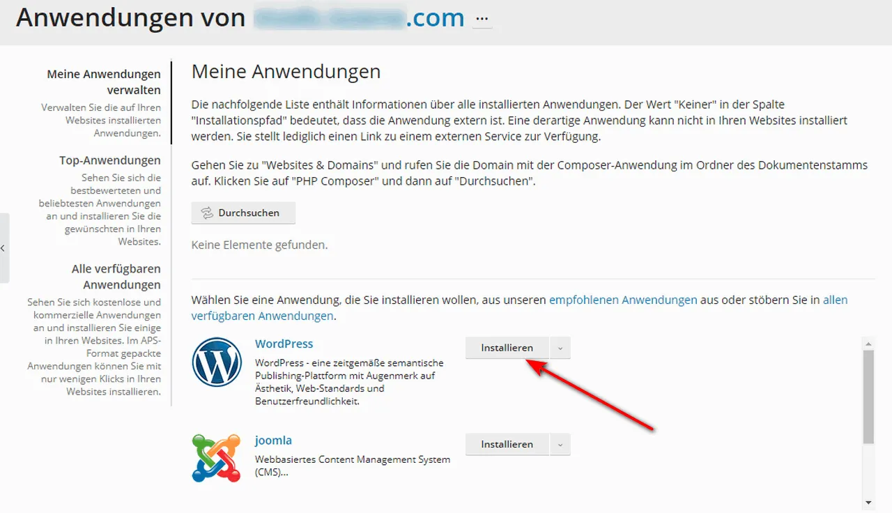 1-Click-Installation mit Plesk