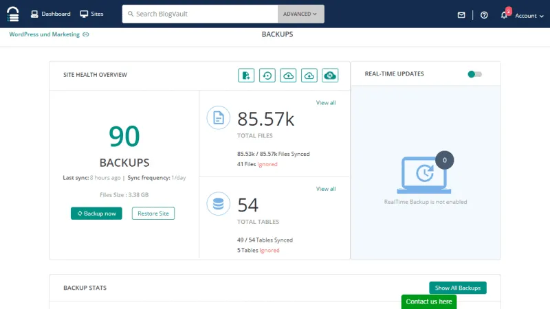 BlogVault Backup Overview