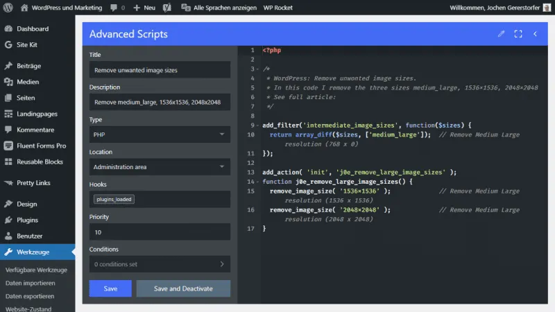 Remove size image sizes in Advanced Scripts