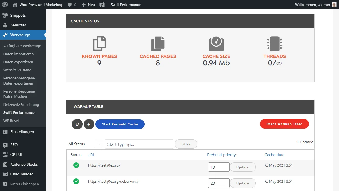 Swift Performance Cache Modul