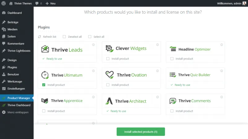 Thrive Product Manager for installation