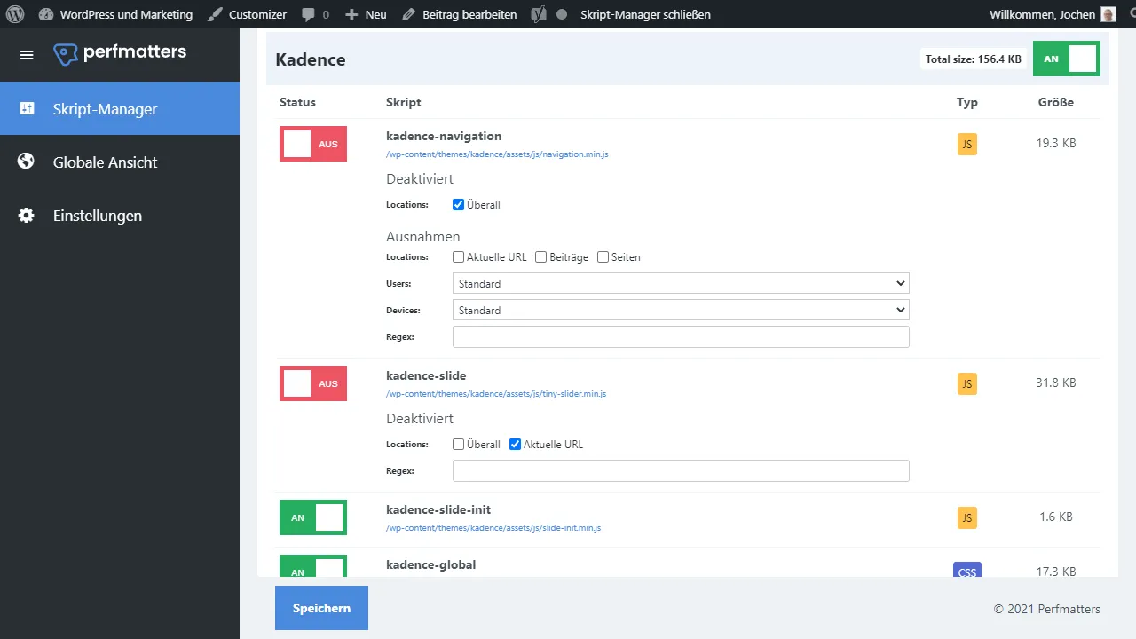Perfmatters Script Manager