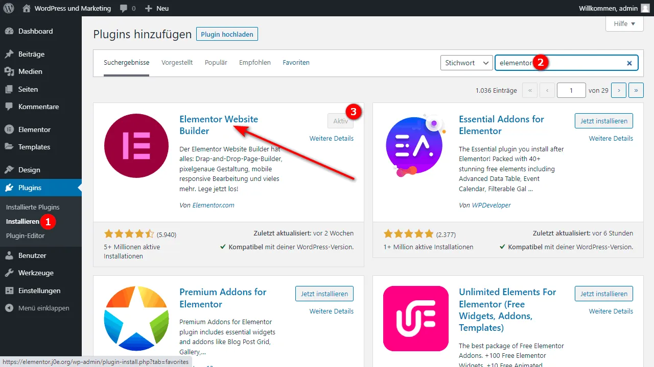 Install Elementor in WordPress for free.