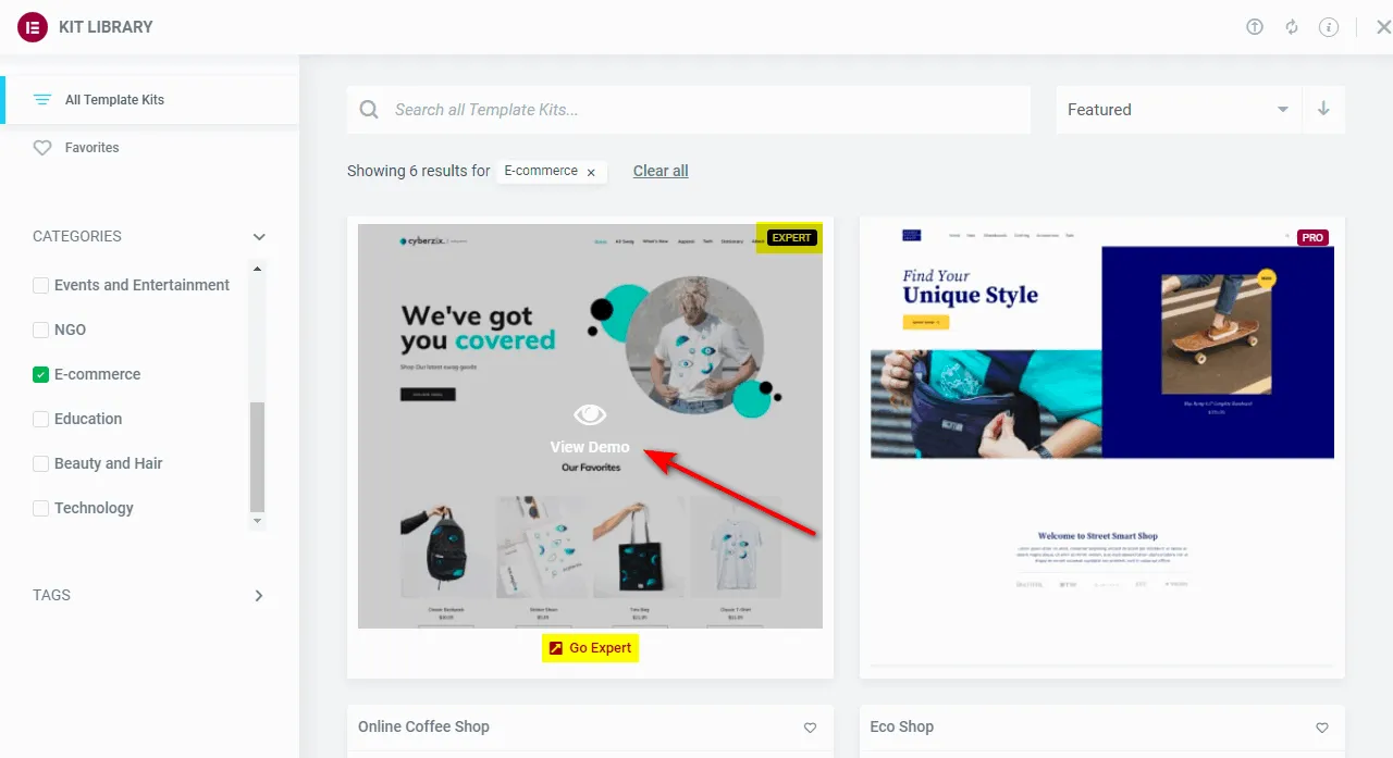 Open the Template Kit Demo.