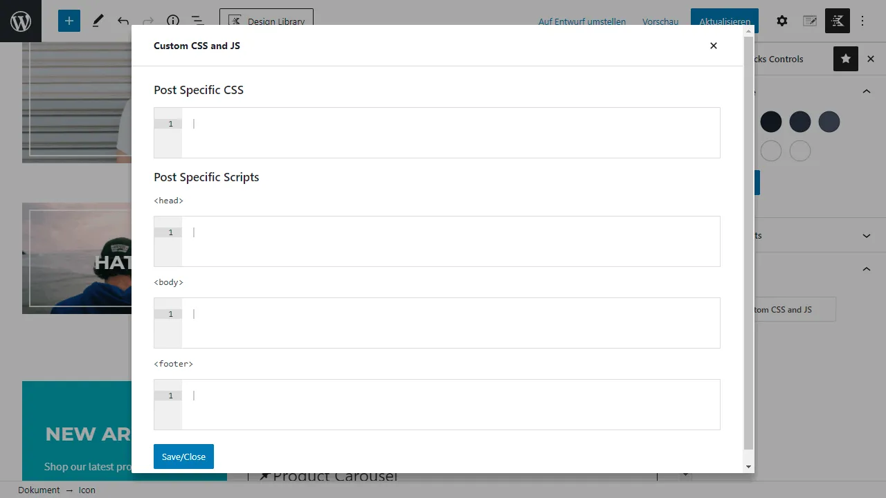 Add your own CSS and JS to your post.
