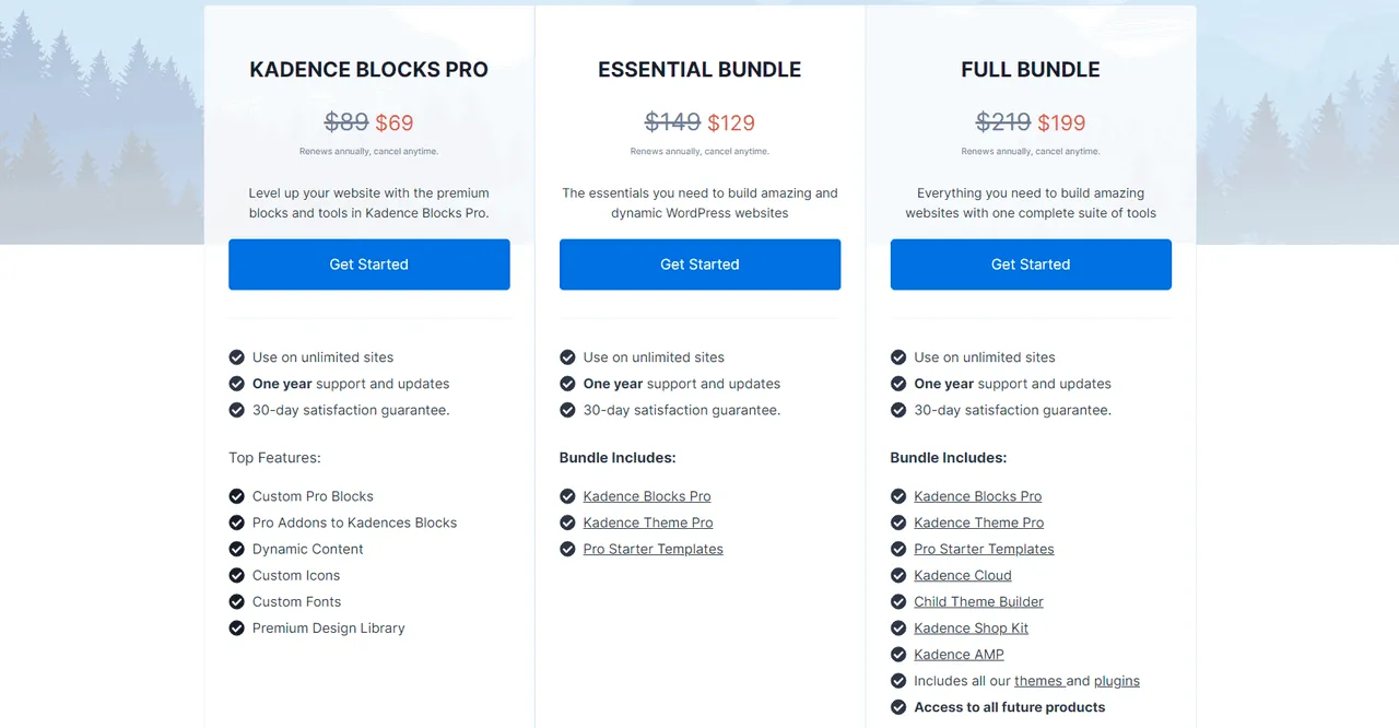 Kadence Blocks Prices