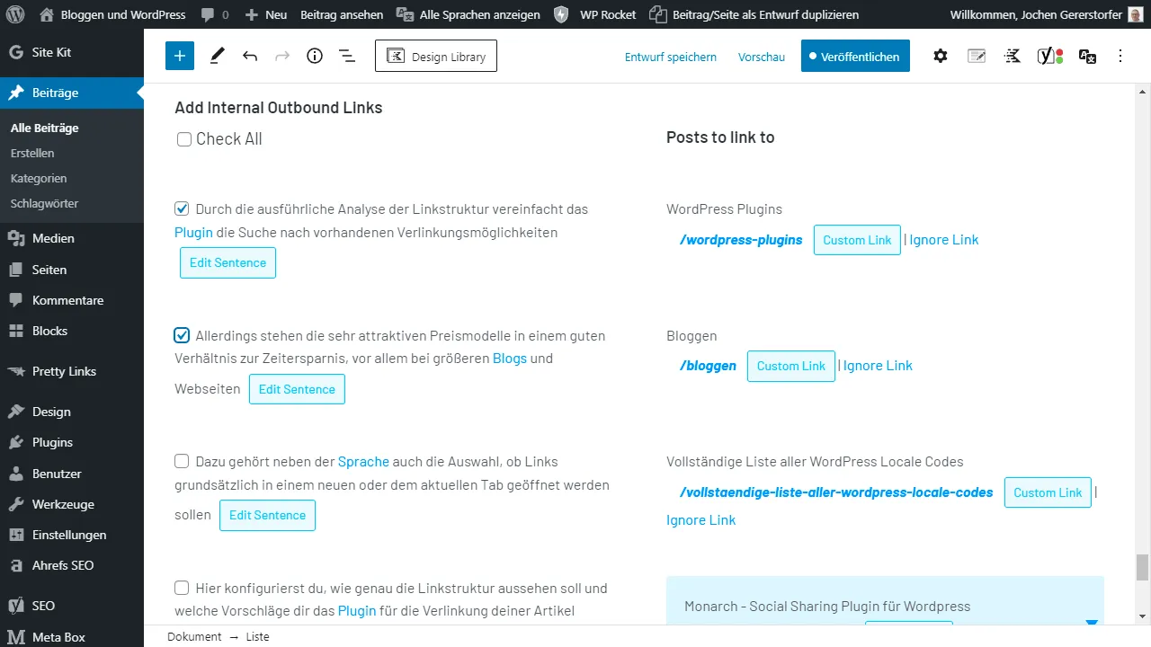 Adding internal links