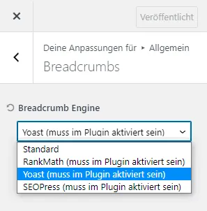 Breadcrumbs in WooCommerce einblenden.