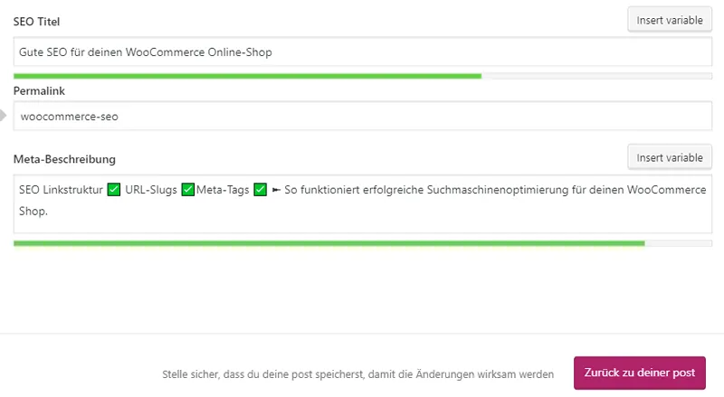 Yoast SEO hilft dir bei der Vergabe der Meta Tags.