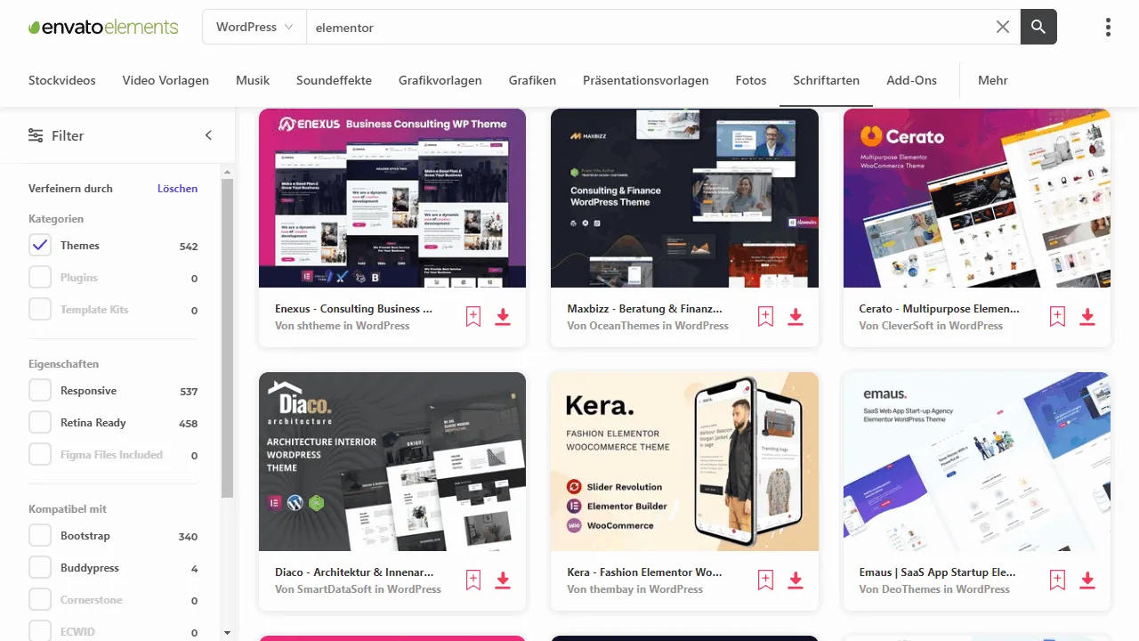 Huge selection of Elementor templates.