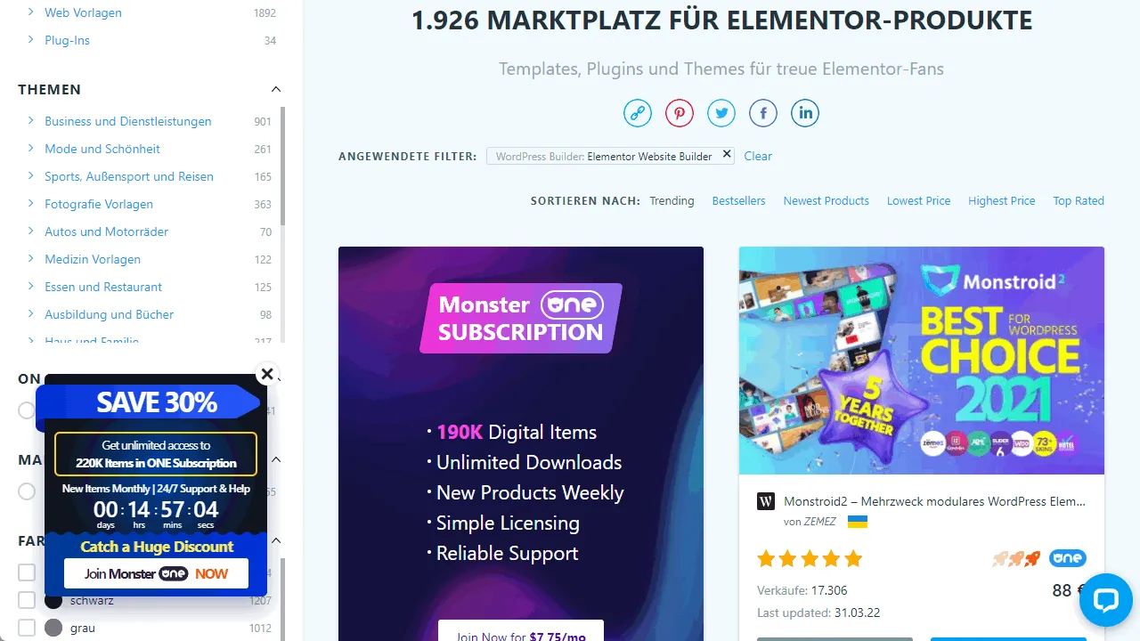 TemplateMonster Elementor Marketplace
