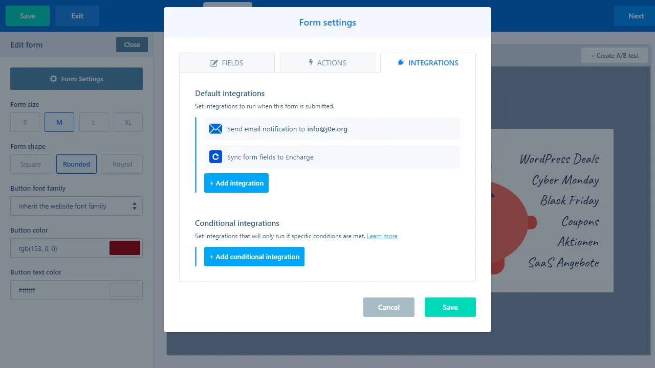 The Encharge integration must be set up.
