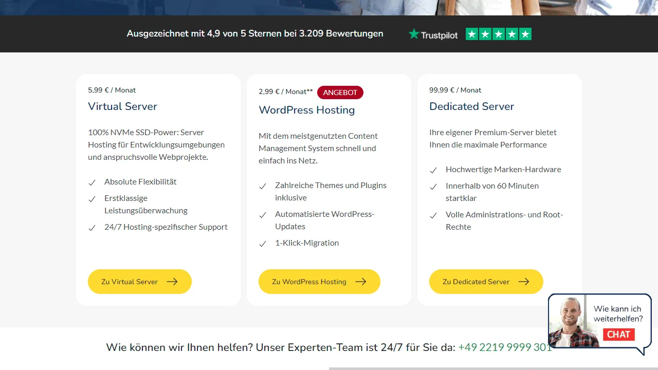 VPS, WP Hosting und Dedicated Server