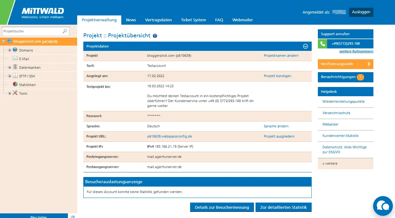 Die Mittwald Projektübersicht