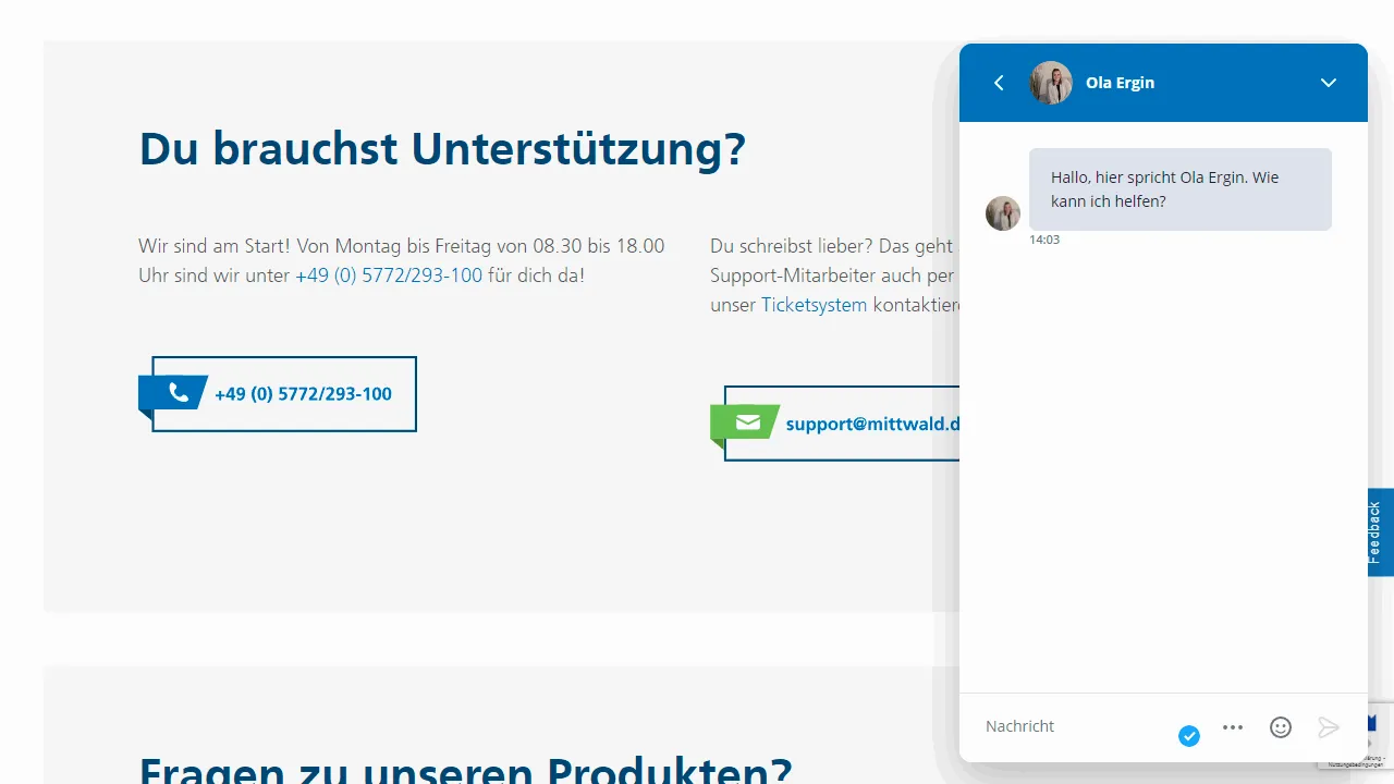 Mittwald Review: Support per Telefon, E-Mail und Chat