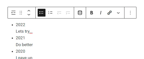Beispiel mit dem WordPress Listen-Block.