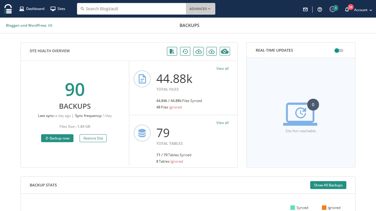 Off-site backup and restore from Blogvault.