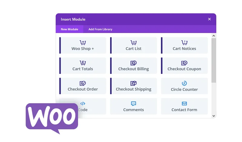 Der Divi Shop Builder, mit vielen zusätzlichen Modulen und Funktionen.