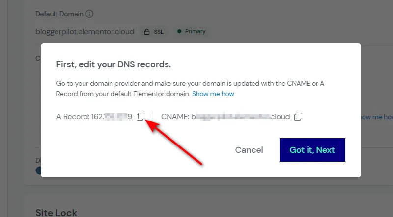 Die IP-Adresse zum Aufschalten deiner eigenen Domain.