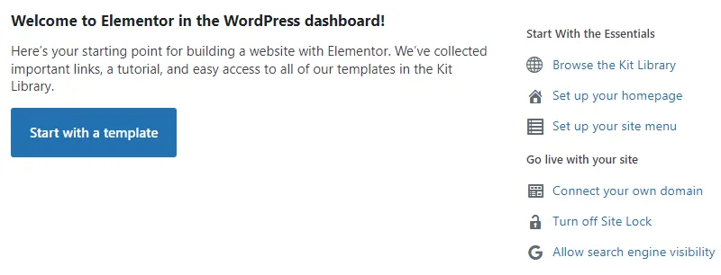 The most important links right in the dashboard.