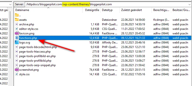 The functions.php in the theme directory.