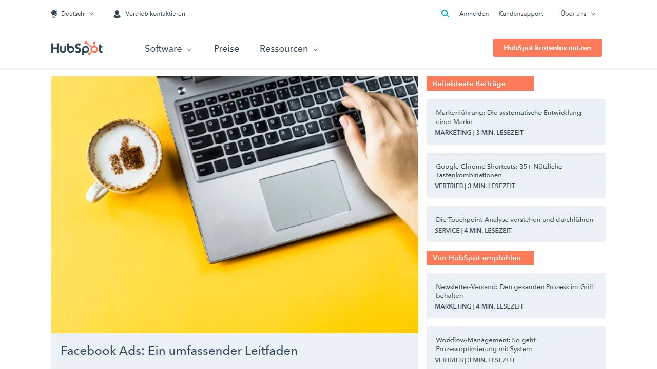 Hubspot zieht Kunden mit Bloggen an.