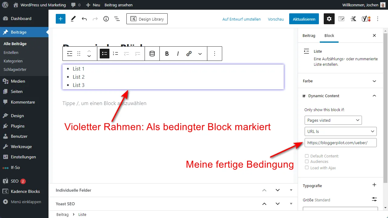 Meine fertige Bedingung.