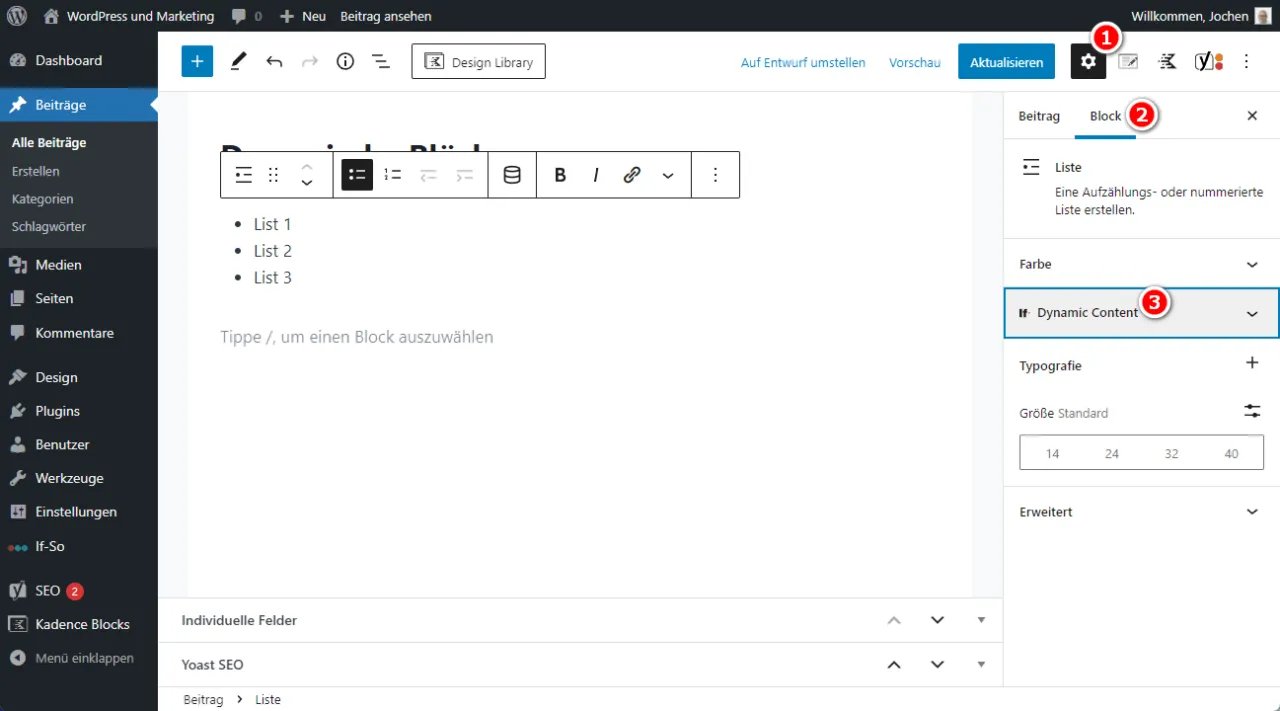 Die If-So Dynamic Content Einstellungen.