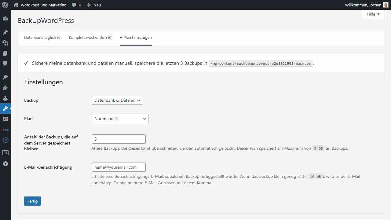 Super simple plugin: BackUpWordPress