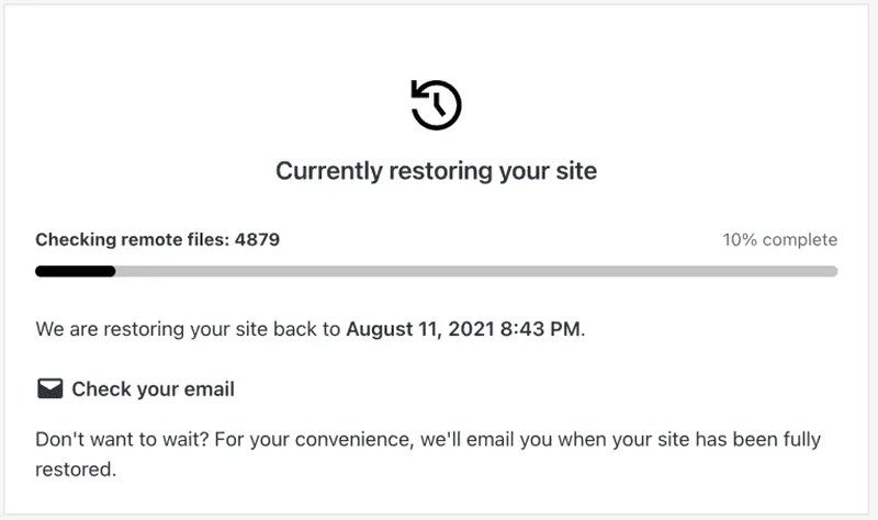 Restore im Jetpack Backup Plugin.