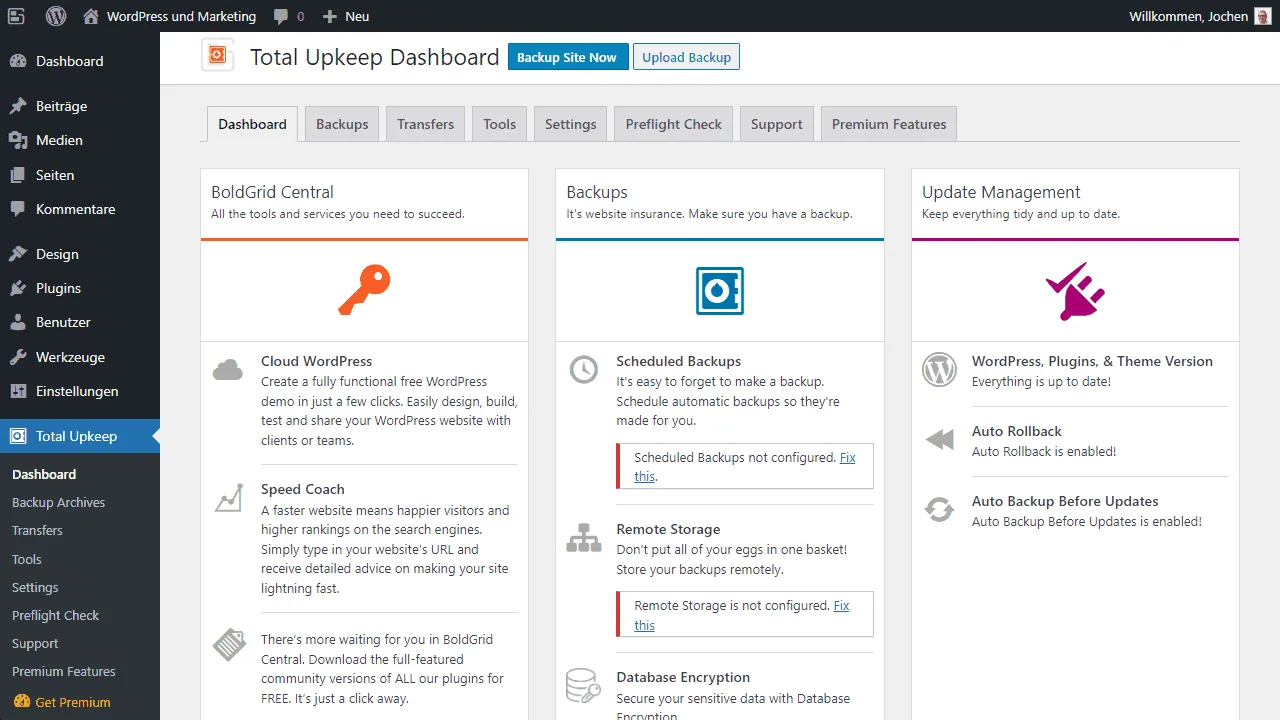 Total Upkeep WordPress Backup Plugin